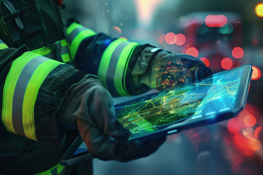 fireman holding a tablet